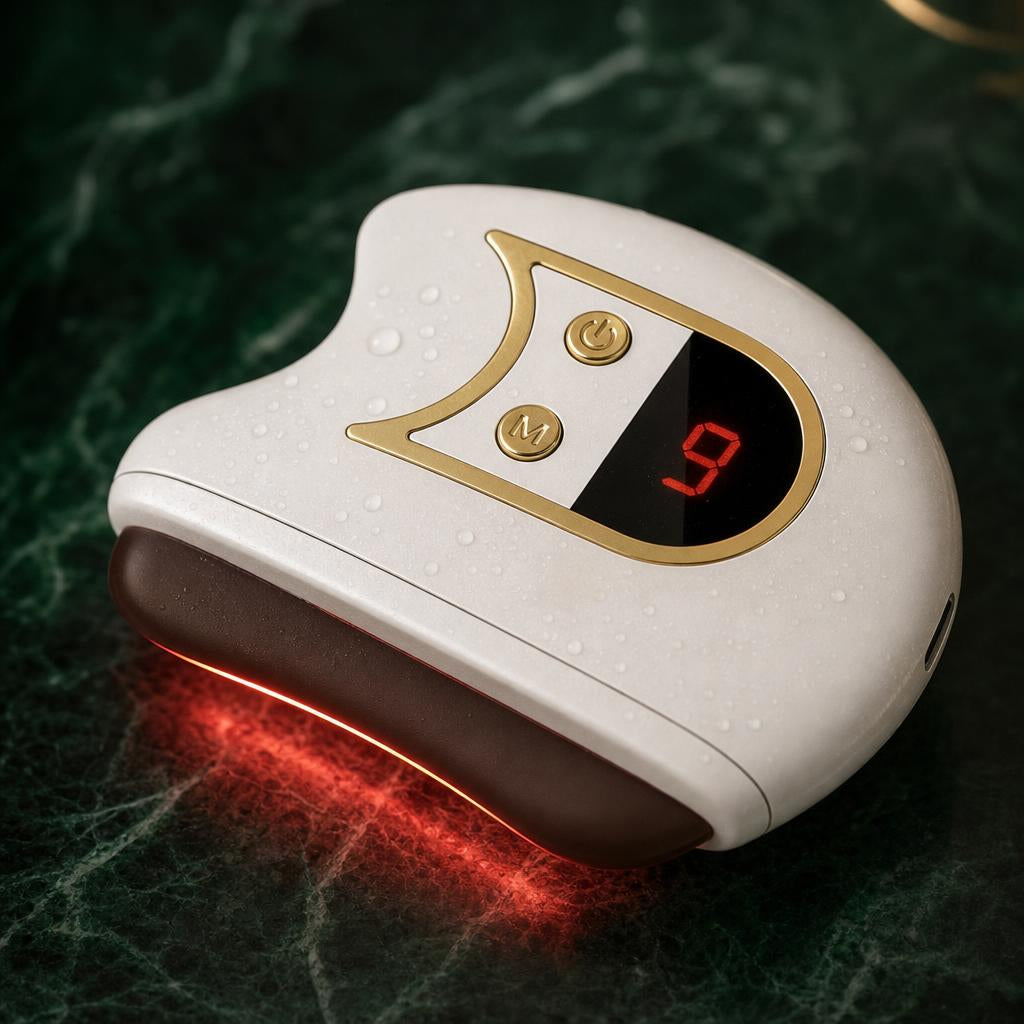 Close-up of the Clearcut stone plate glowing with red light