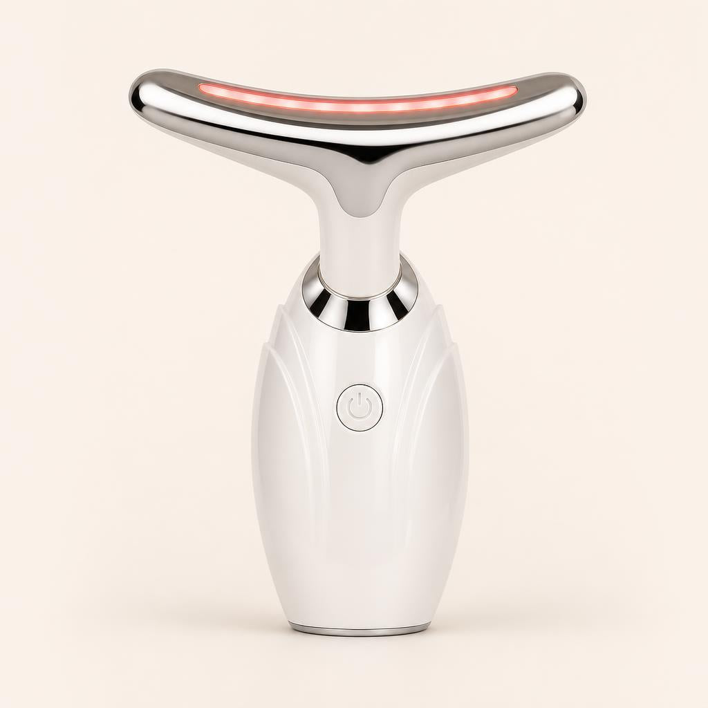 Neck and face LED lifting device, front view with red light