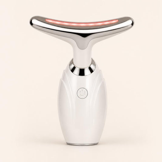 Neck and face LED lifting device, front view with red light
