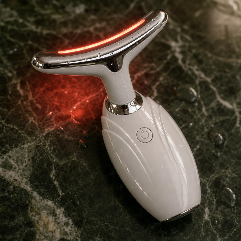 Close-up of the chrome head glowing with red LED light