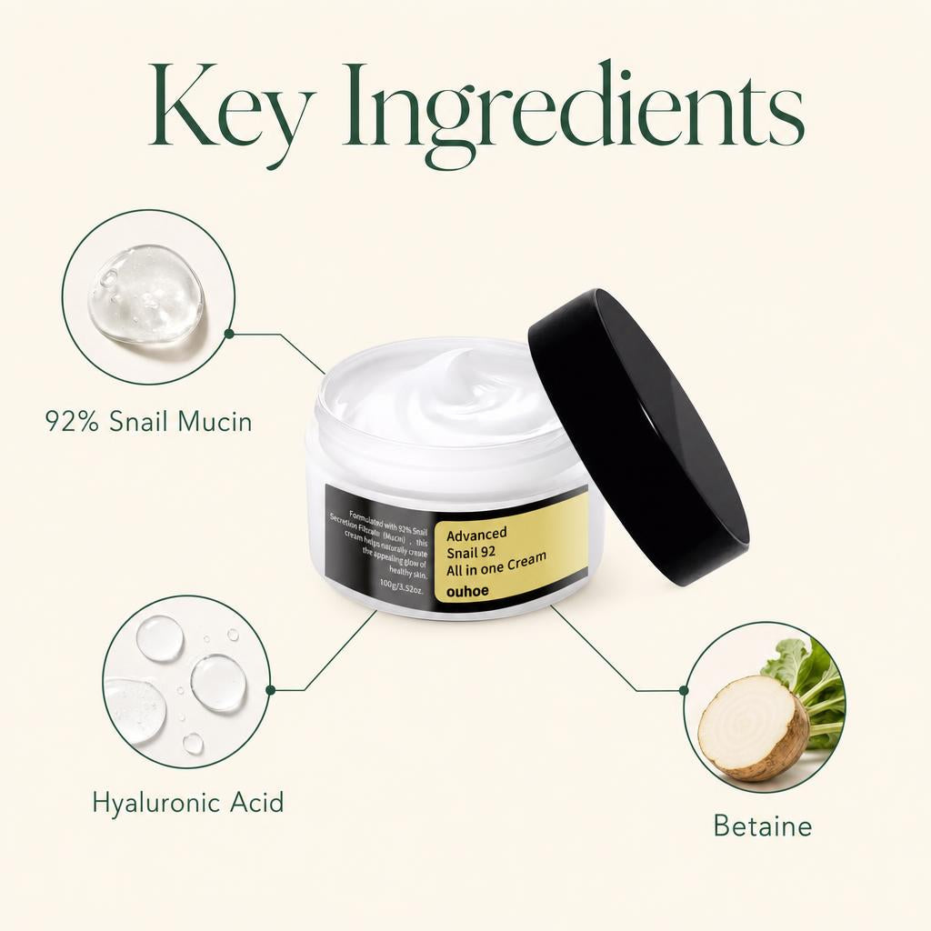 Key ingredients: 92% snail mucin, hyaluronic acid, betaine