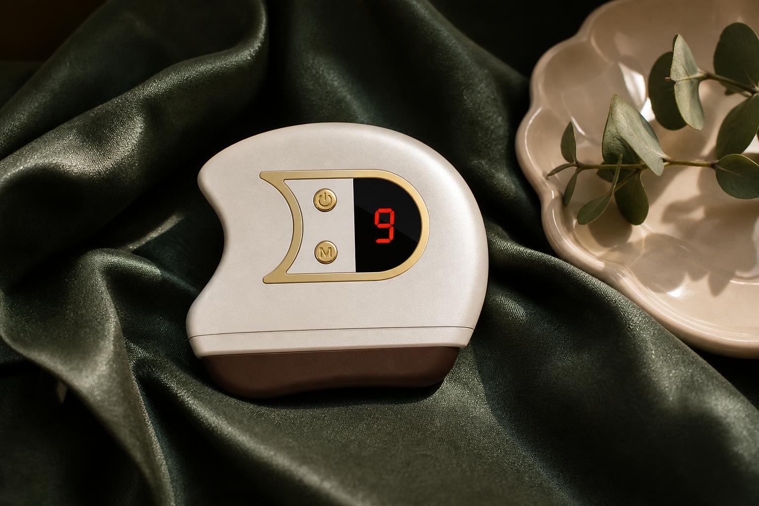 Clearcut electric gua sha on jade green silk